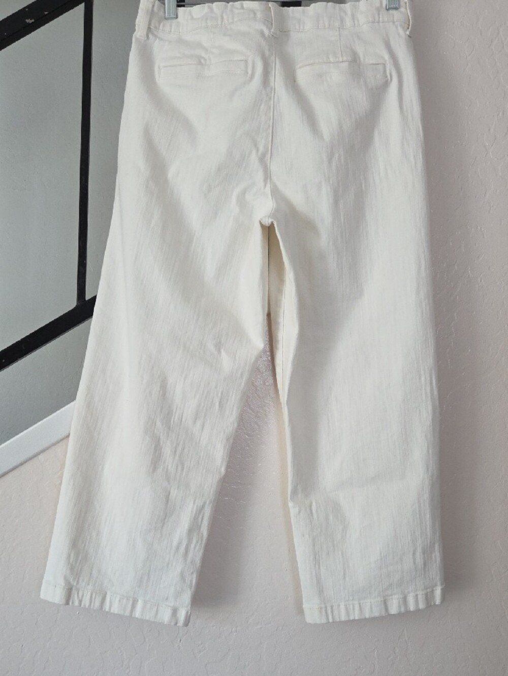 Ella Moss Cream/Ivory High-Rise Pants Wide Leg Cropped Trousers Size 12 - Picture 5 of 8